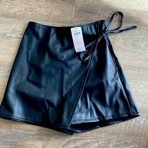 Vegan Leather Tie Skort